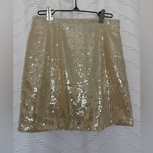 Oh Polly Sparkling Cream Mini Skirt